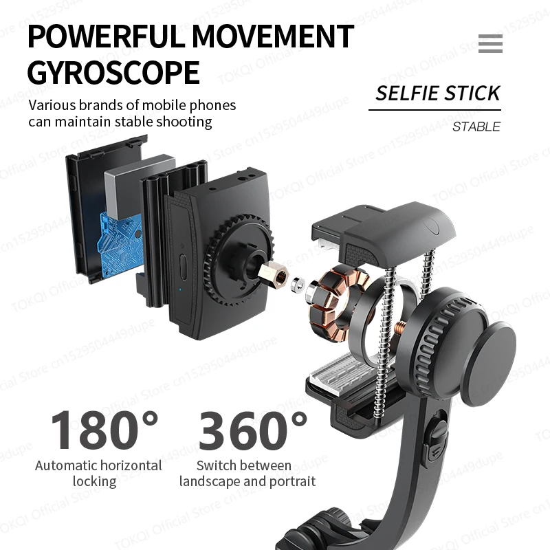 Stabilisateur Perche Selfie Trépied Anti-Secousse 3 Axes pour Smartphone