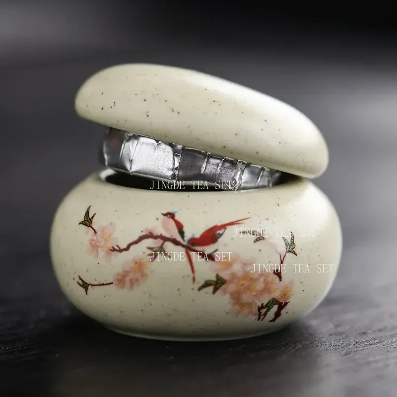 Travel Portable Ceramic Tea Caddy Home Tea Container Moisture-proof Jar Coffee Airtight Jars Kitchen Spice Nut Storage Container