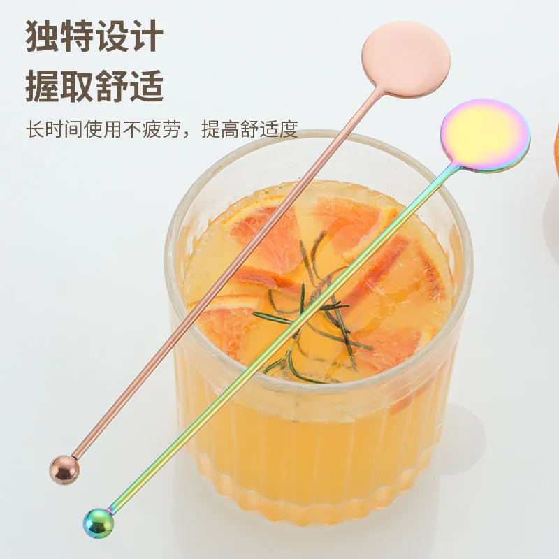 50pcs 304 Stainless Steel Round Brand Stirring Rod Creative Bar Juice Cocktail Mixing Stirring Rod