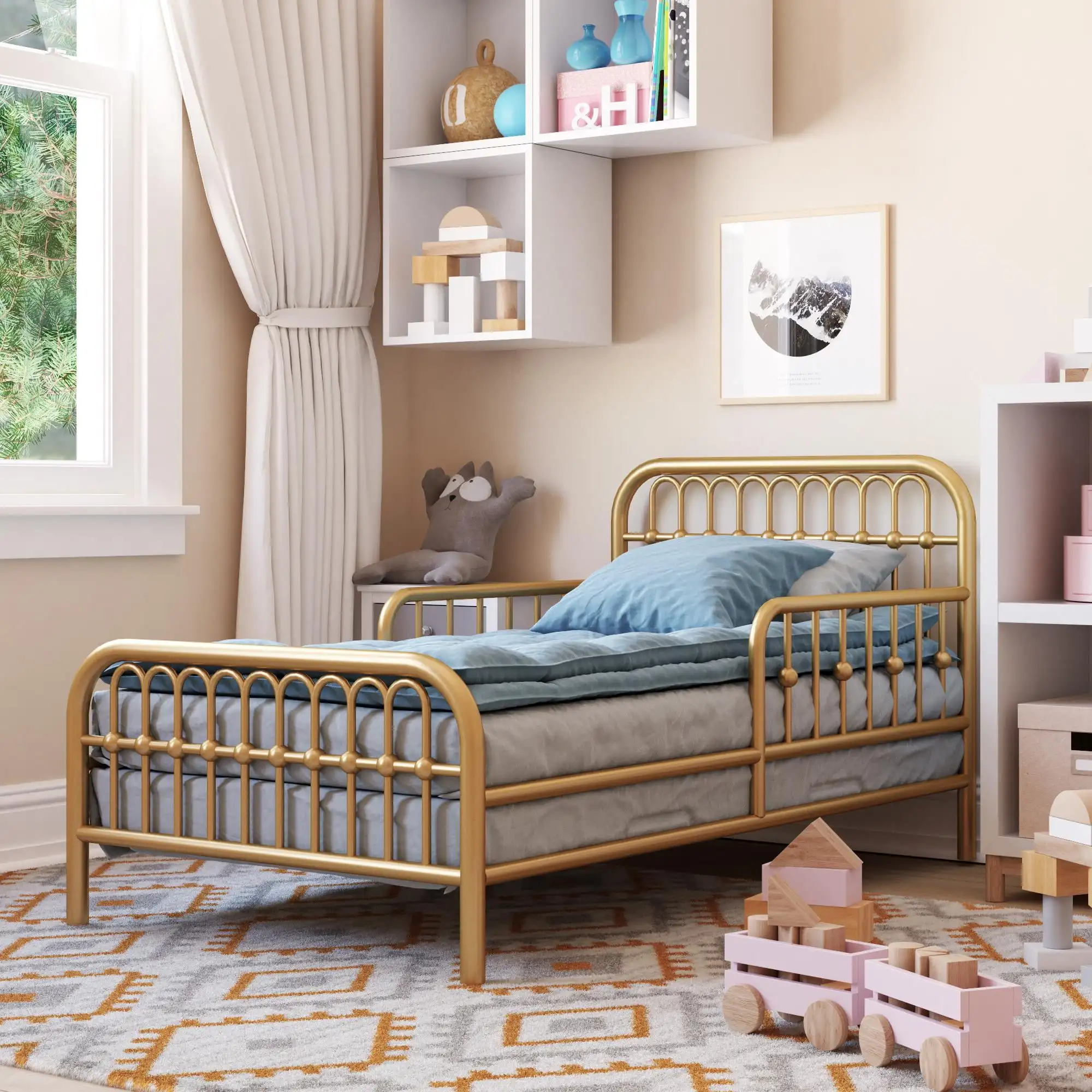 

Металлическая Детская кровать Monarch Hill Ivy, Золотая двухспальная кровать для мальчиков и девочек, удобная мебель для спальни, новый стиль 2024