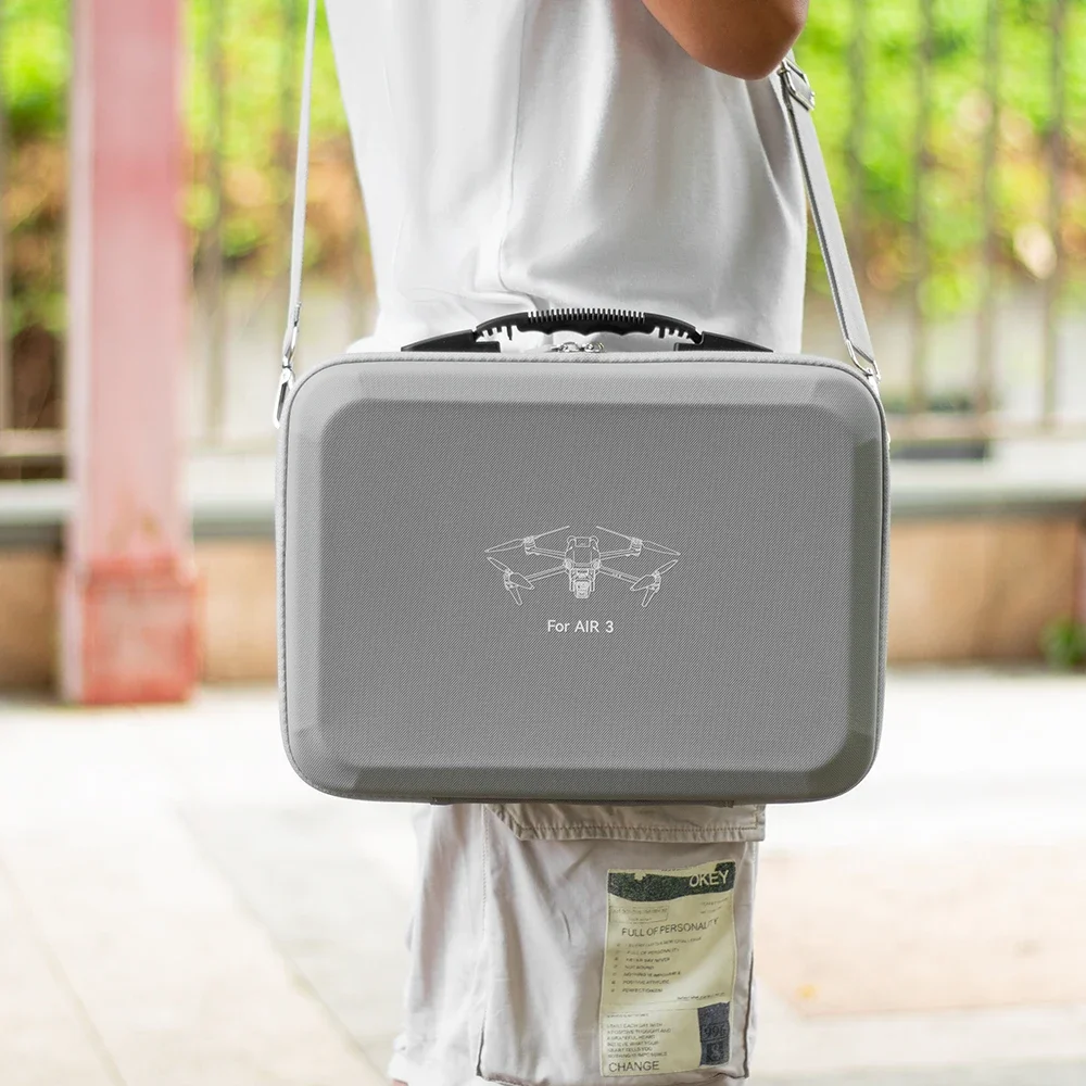 XFJI Portable Carrying Case for DJI Air 3/Air 3S Storage Box Suitcase Drone Accessories PU Splash-proof Shoulder Bag