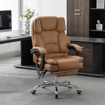 Kneading Massage Executive Office Chair with Heated,90-135° Reclining with Footrest,Ergonomic Desk Chair,Diamond-Stitched Cushio 2