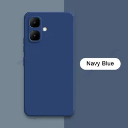 Original Square Liquid Silicone Phone Case - Soft, Anti - Drop Shockproof Protective Cover for Infinix Smart 10 (Navy Blue)