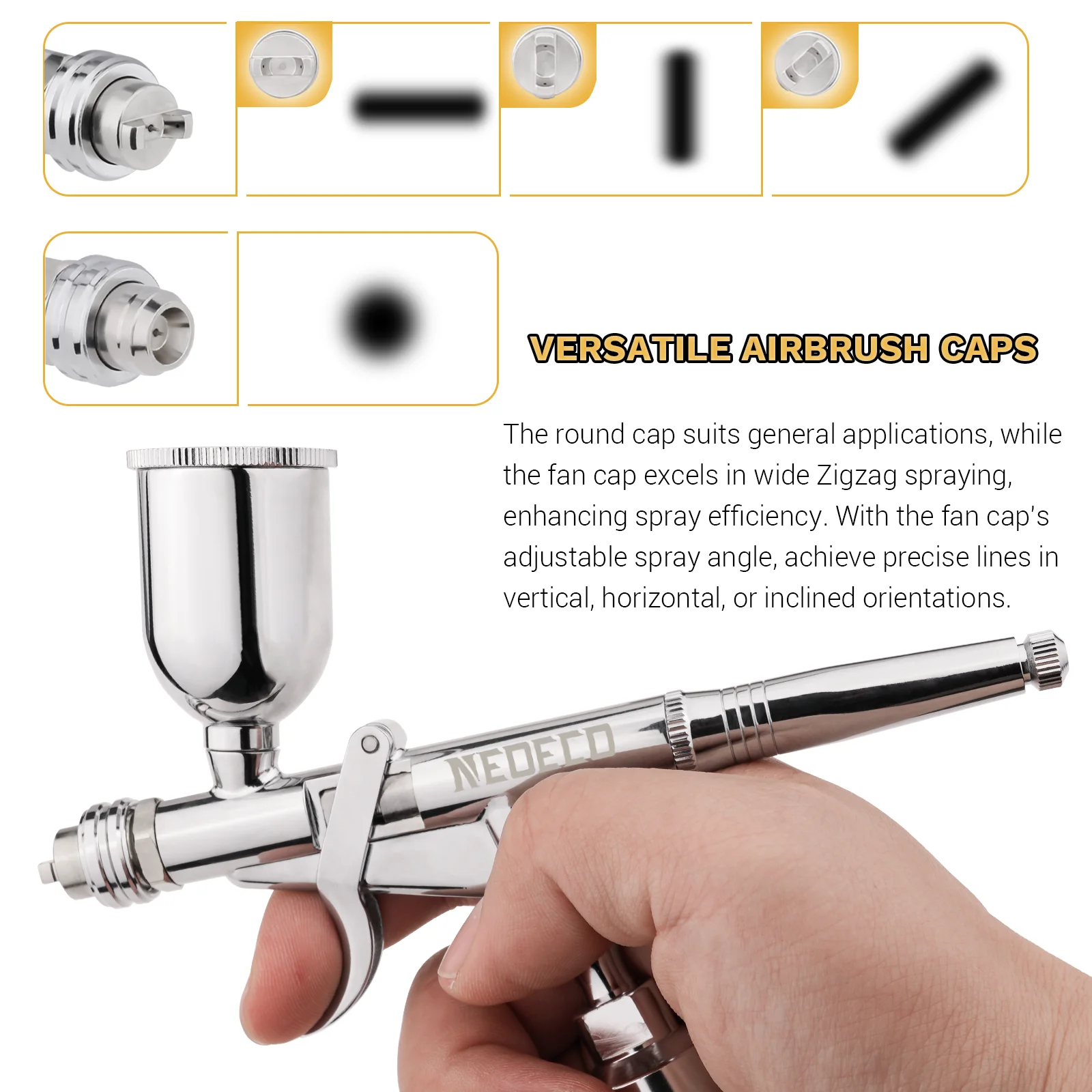 Pistol Grip Airbrush Kit 0.3mm/0.5mm with Fan Cap 15CC Fluids Cups Efficiency for Car Model DIY Painting Makeup Nail Art Cake 2