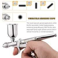 Pistol Grip Airbrush Kit 0.3mm/0.5mm with Fan Cap 15CC Fluids Cups Efficiency for Car Model DIY Painting Makeup Nail Art Cake 2