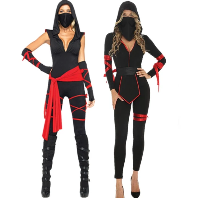 Black Patent Lace Up Sexy Ninja 3 Piece Costume main image 1