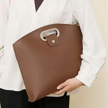 Borsa Casual in PU per Documenti da Ufficio, Grande Capacità, Tinta Unita, Borsa per Computer, Borsa a Mano, Borsa per Laptop, Borsa Portadocumenti da Viaggio