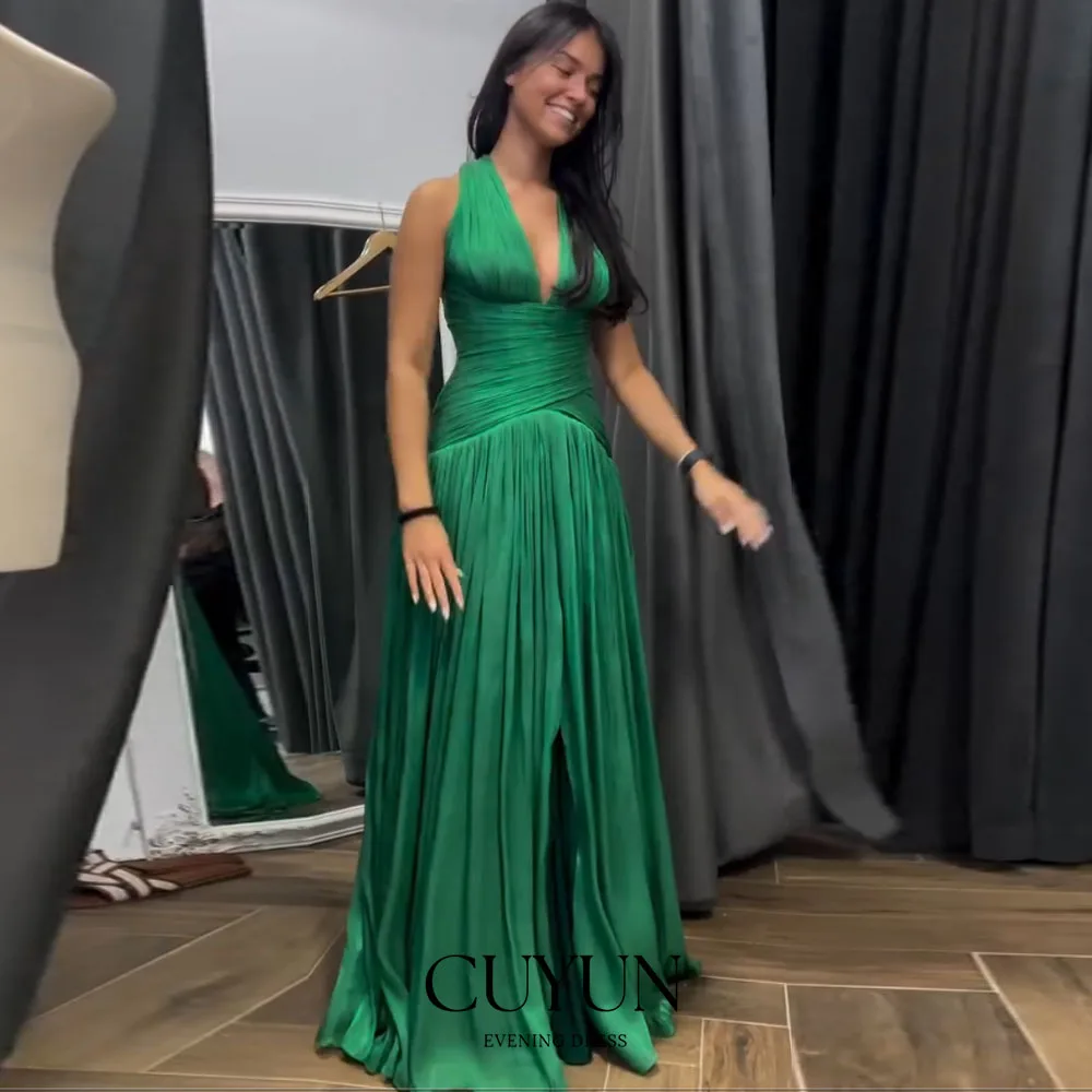 CUYUN Dark Green Women Evening Dresses Deep V-Neck Sleeveless High Slit Long Prom Party Gown Customized Wedding Party Dresses - AliExpress 320 CUYUN Dark Green Women Evening Dresses Deep V-Neck Sleeveless High Slit Long Prom Party Gown Customized Wedding Party Dresses - AliExpress 320