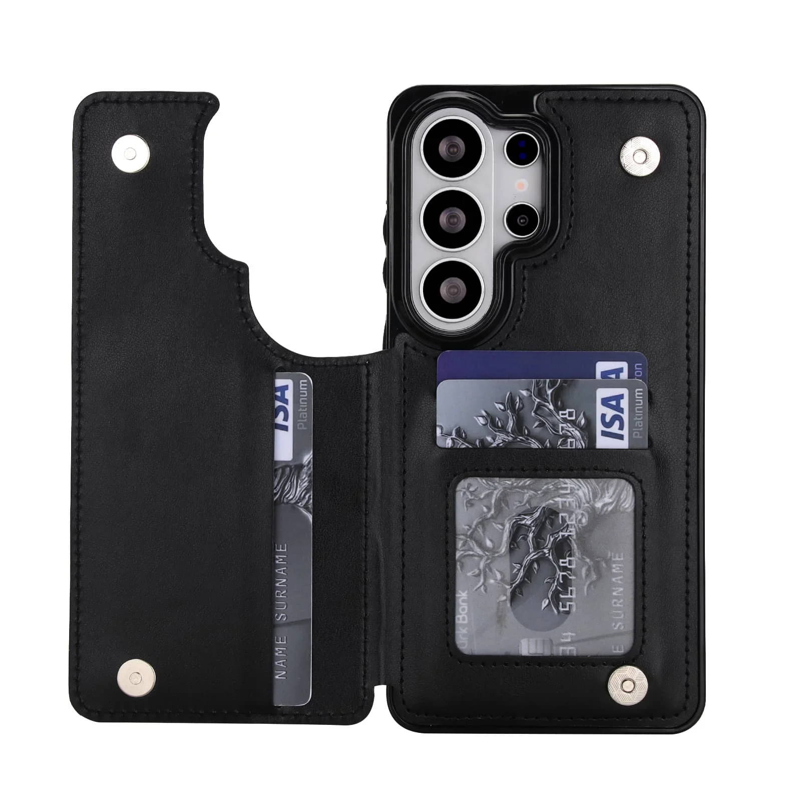 Floral Leather Wallet Phone Case with Stand and Card Holder, Double Magnetic Clasp