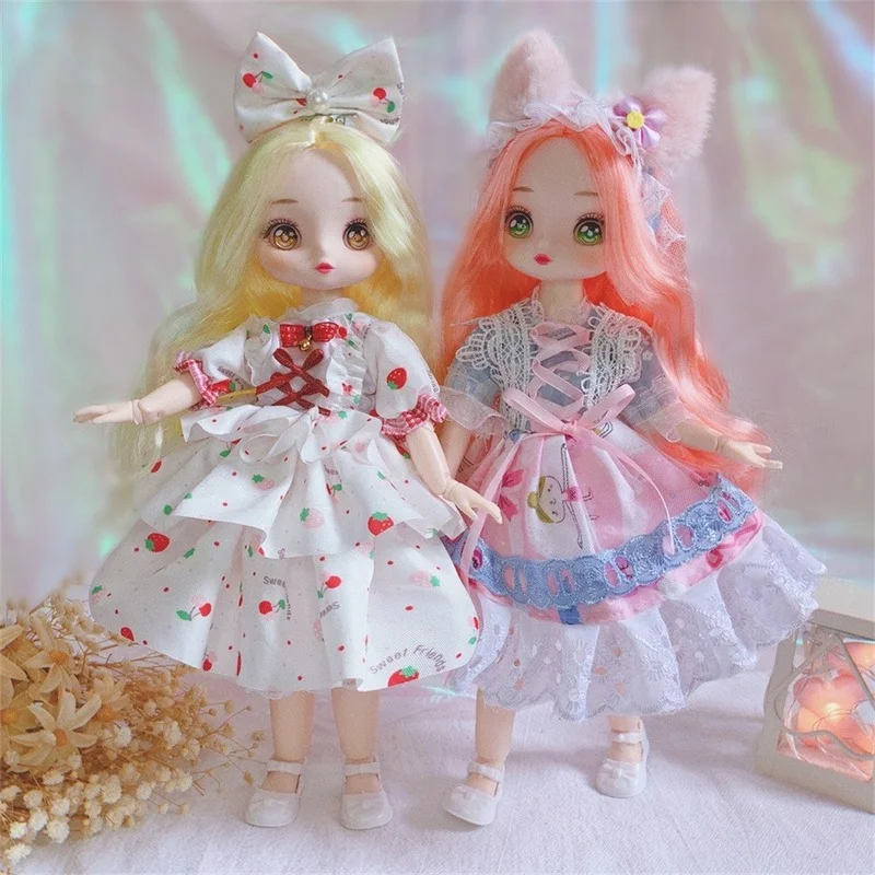 New Anime Doll Face 30CM Doll 20 Movable Jointed Bjd Dolls Fashion Dress DIY Toy Dolls with Shoes for Children Birthday Gifts