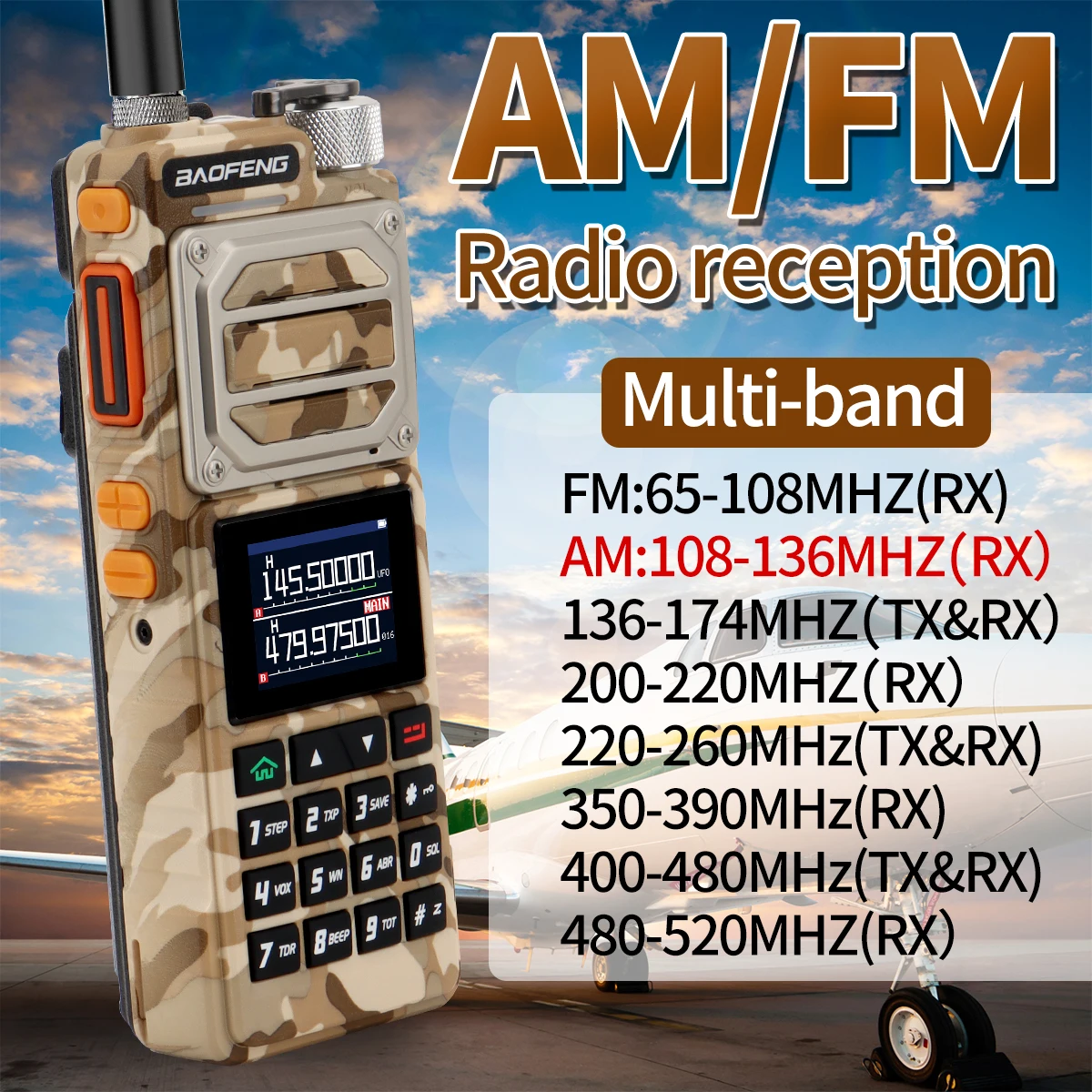 Baofeng UV-25 Walkie Talkie Air Band Long Range UHF VHF AM Wireless Copy Frequency 999CH  NOAA Type-C Charger Ham Two Way Radio 3