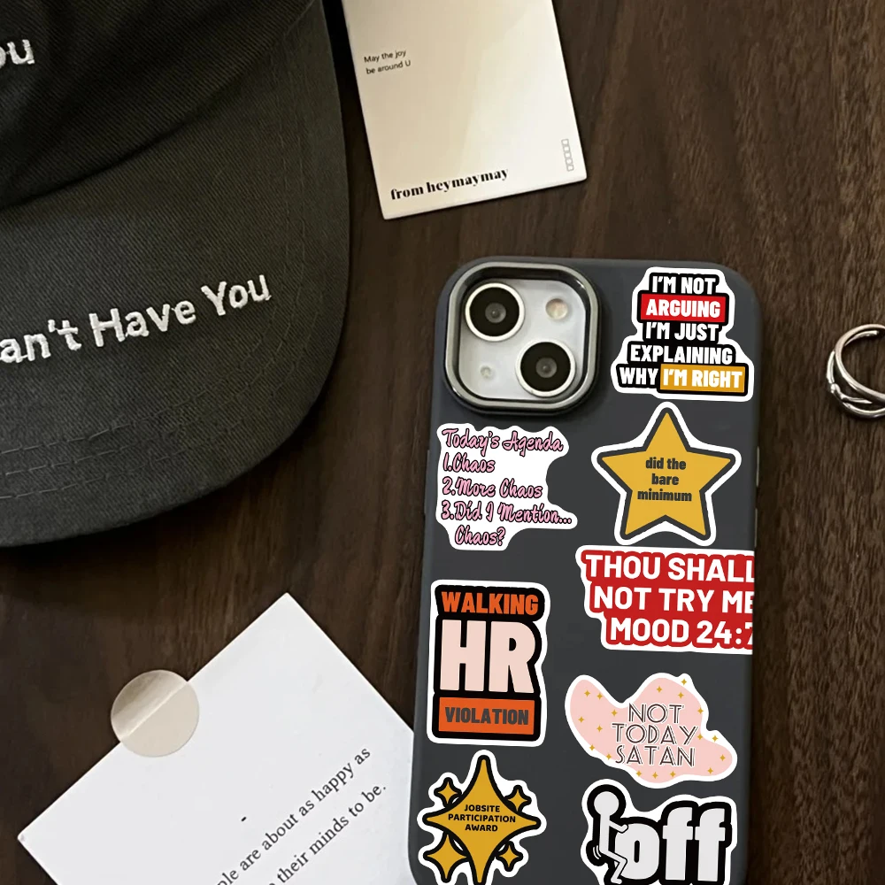 50PCS Funny Waterproof Stickers for Adults - Sarcastic and Cool Decals for Water Bottles, Laptops, and Scrapbooking