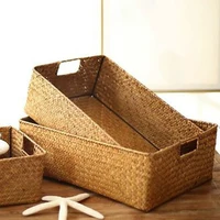 Natural Large Woven Seagrass Basket Of Straw Wicker For Home Table Fruit Bread Towels Small Kitchen Storage Container 2