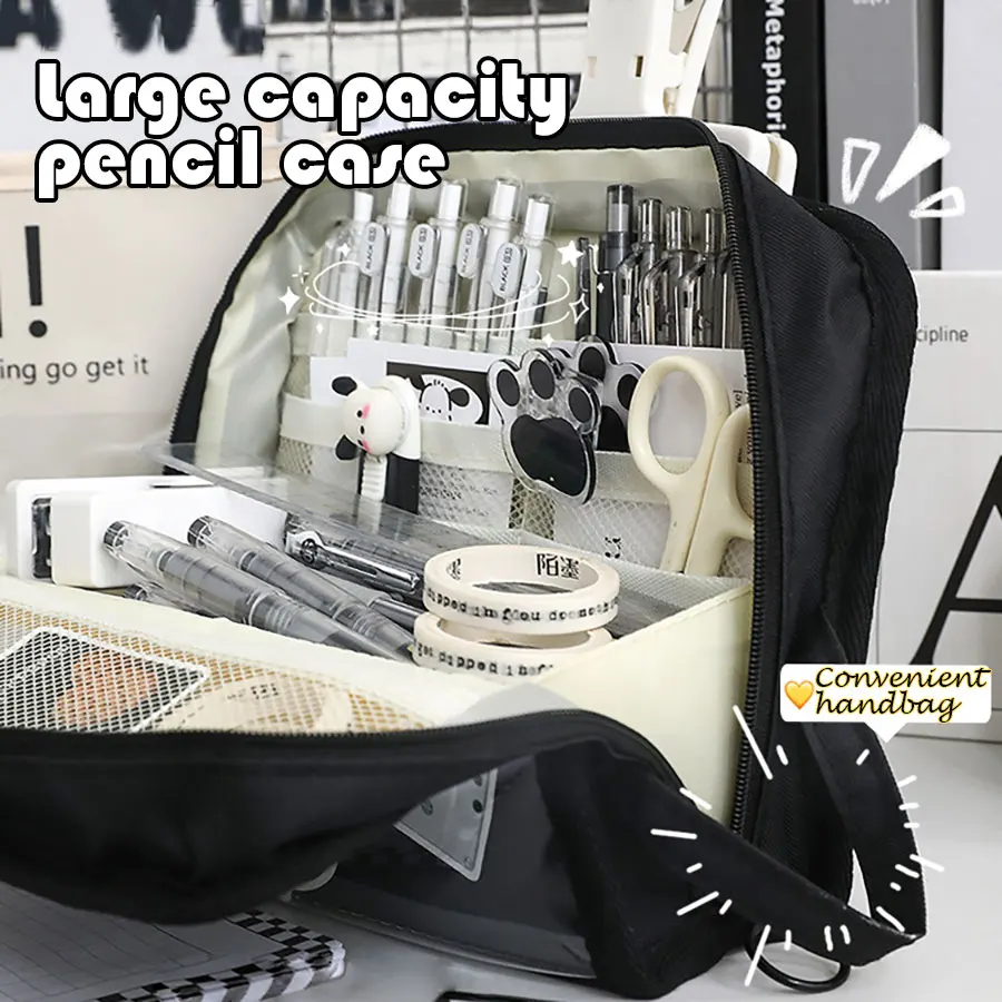 Large Capacity Pencil Case Canvas Pen Bag Japanese Stationery Box Simple stationery Storage for pencil cases,stationery box