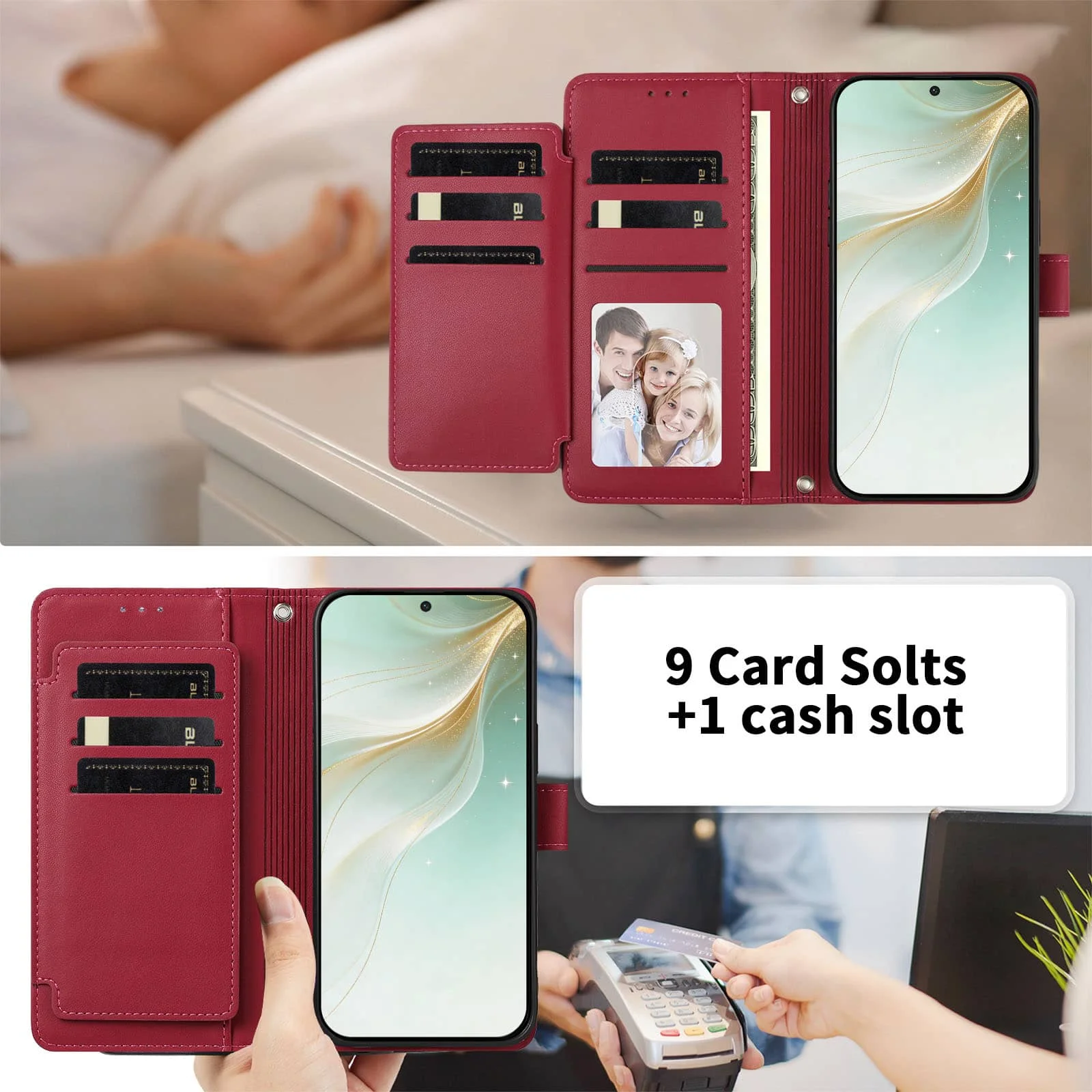 Slim Flip Magnetic Clasp Wallet Case with Enhanced Protection