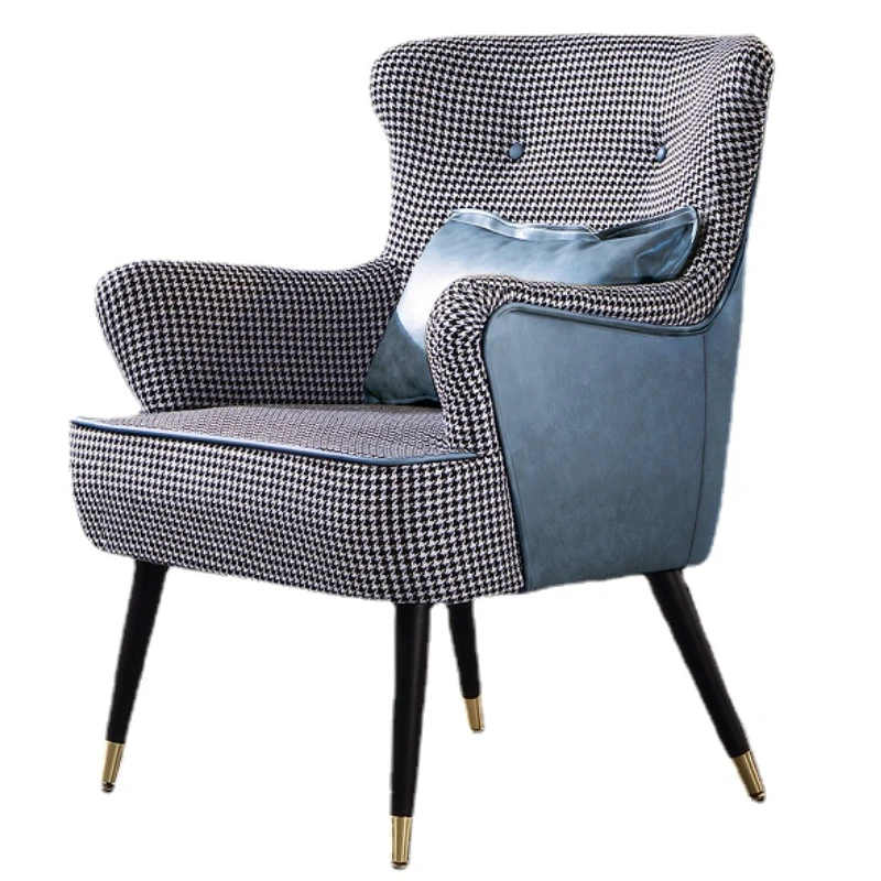 

Queen King Home Dressing Vanity Chair Designer Bedroom High Backrest Armchair with Footrest Ottoman Living Room Single Sofa