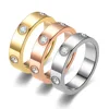 Bague tendance en acier inoxydable couleur or/argent/or rose pour femmes et hommes, bagues en cristal CZ pour couple, bijoux de luxe, bagues de mariage, cadeau