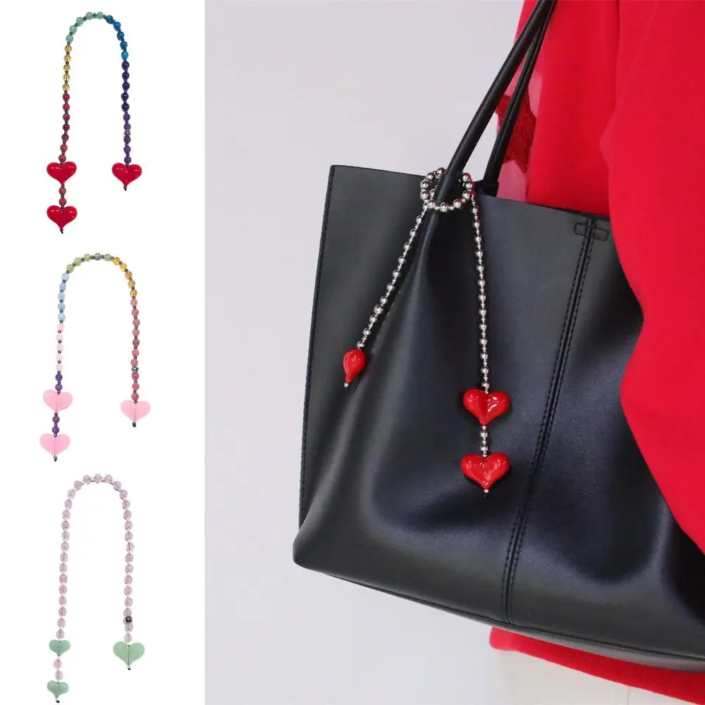 Fashion Beaded Bag Charm Women Y2K Red Love Heart Bag Charms