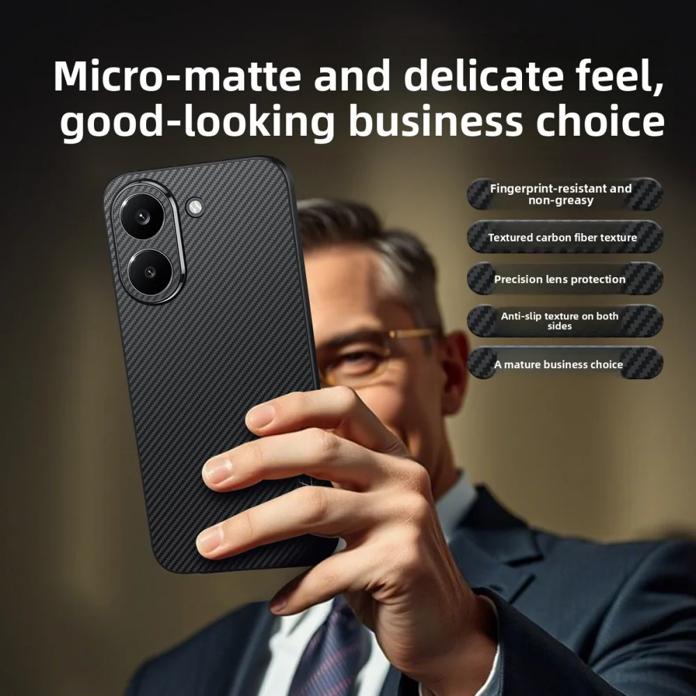 Luxury Hard PU Carbon Fiber Protective Back Cover Case