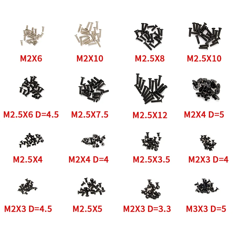 500 pcs Vis Remplacement pour Ordinateur, 10 Tailles Vis Ordinateur pour  Carte Mère, M2 M2.5 M3 Vis à Tete Plate, Vis à Tête Fraisée, Vis