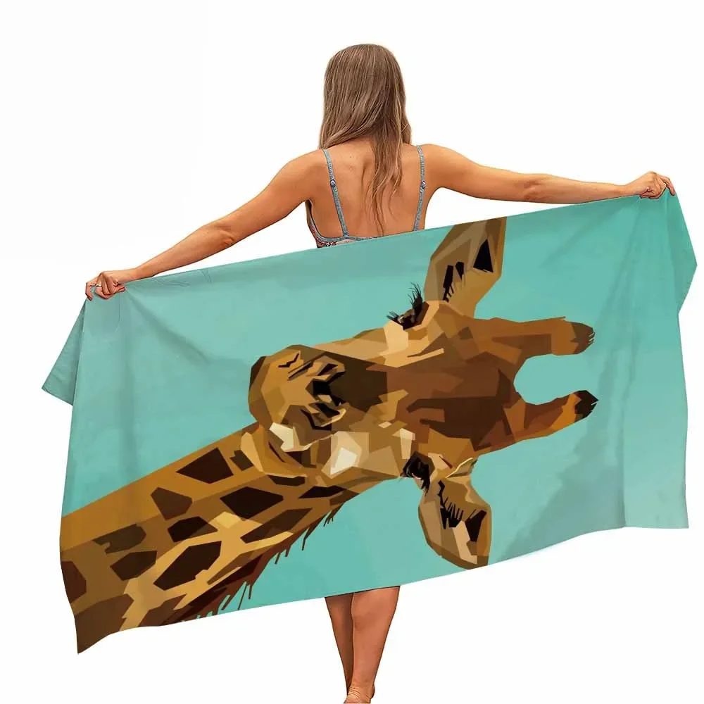 

Giraffe Microfiber Pool Beach Towel Portable Quick Fast Dry Sand Outdoor Travel Swim Picnic Blanket Thin Yoga Mat Women Men Kids