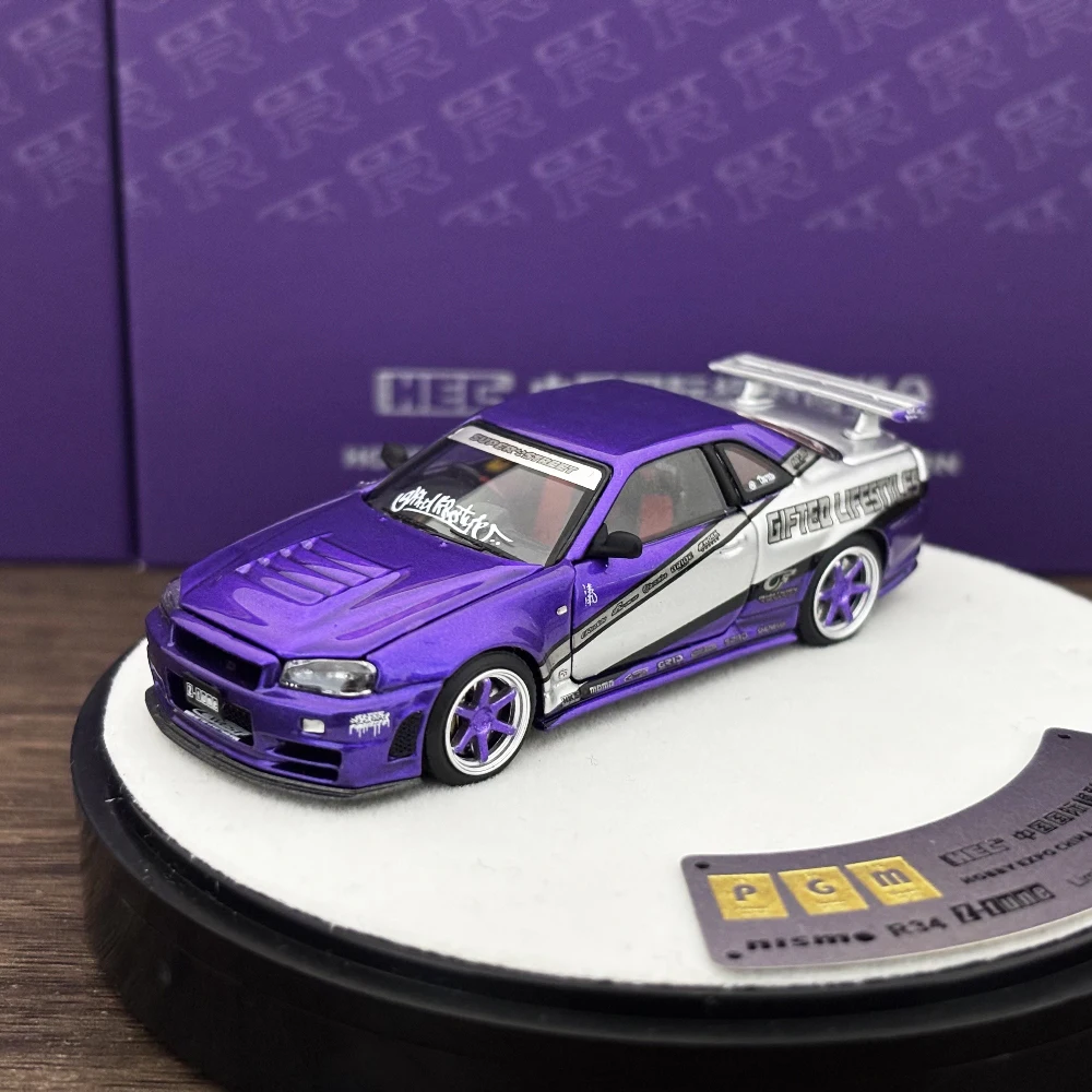 PGM 1:64 GTR R34 Purple The Gifted Diecast Model Car HEC