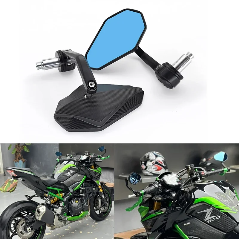 가와사키 Z400/Z650/Z900/Z1000 미러 Yamaha MT03/MT07/MT09/MT10 CNC 오토바이 바 엔드 미러 레트로 핸들 바 팁 후면보기