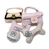 New Arrive Pet Plush Toys Cute Bone Bag Perfume Shaped Bite Chewing Squeaky Toys Luxury Designer Puppy Gift Toy 3