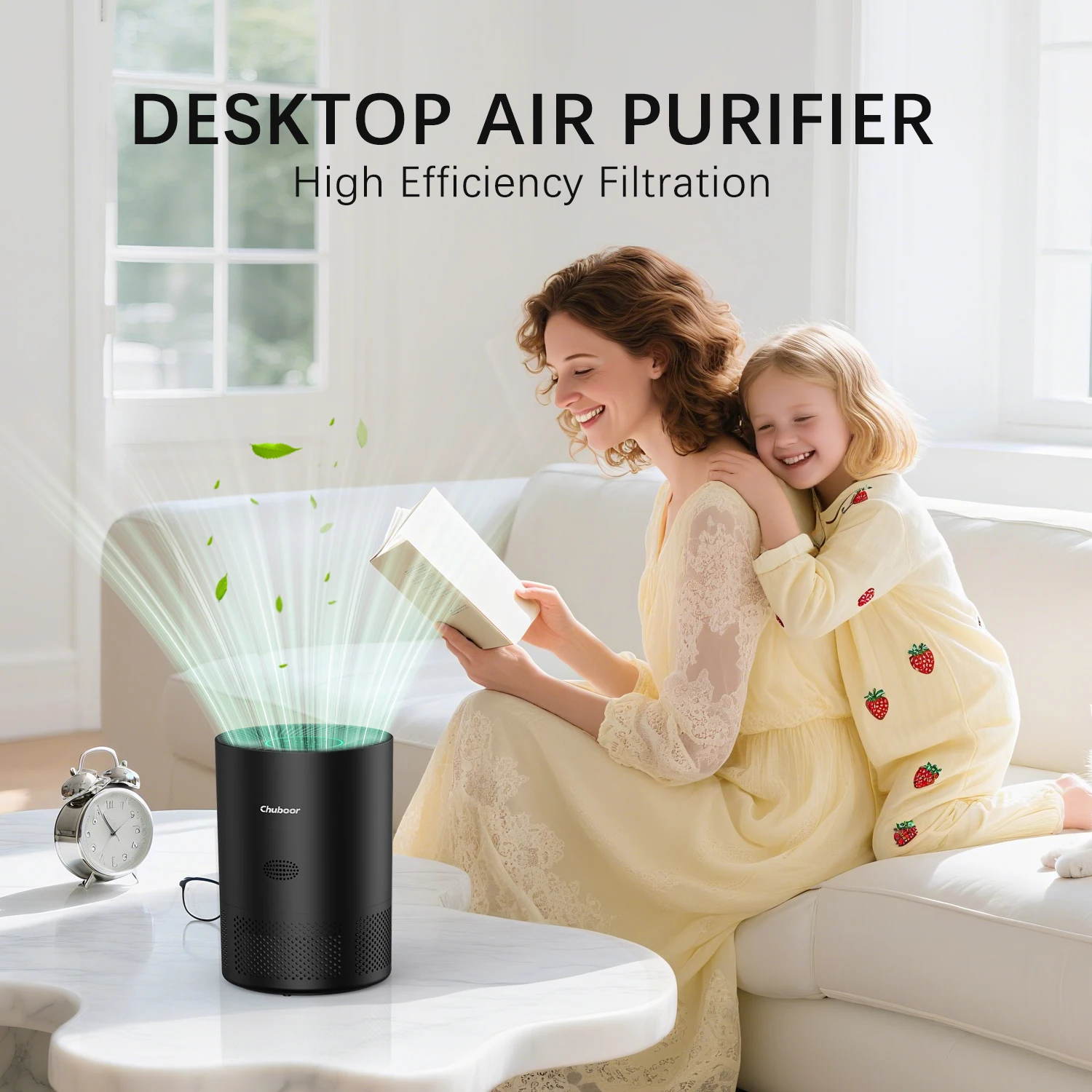 Chuboor Air Purifier for Home Allergies Pet Hair in Bedroom Covers Up to 360 ft²  3-in-1 Filter with HEPA Remove Dust Smoke Odor 2