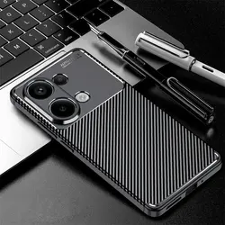 Luxury Carbon Fiber Back Phone Case - Sleek and Durable Protection - RedmiNote13 4G (Black)