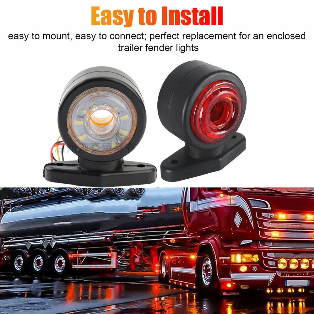 2PCS LED Car Truck Trailer Outline Marker Lamps 12-24V Universal Double Side Marker Lights Truck Lighting for scania RV Lorry led marker lights