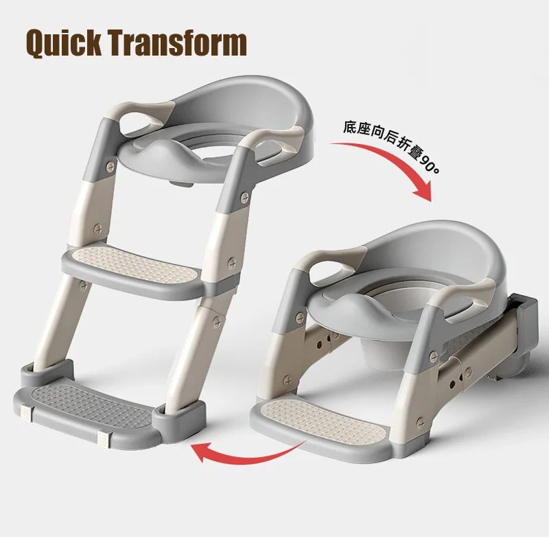 3 in 1 Auxiliary Potty Training Seat Stairway Folding Toddler Toilet Pad Step Stool Anti-Slip Children's Toilet Seat Ring 4