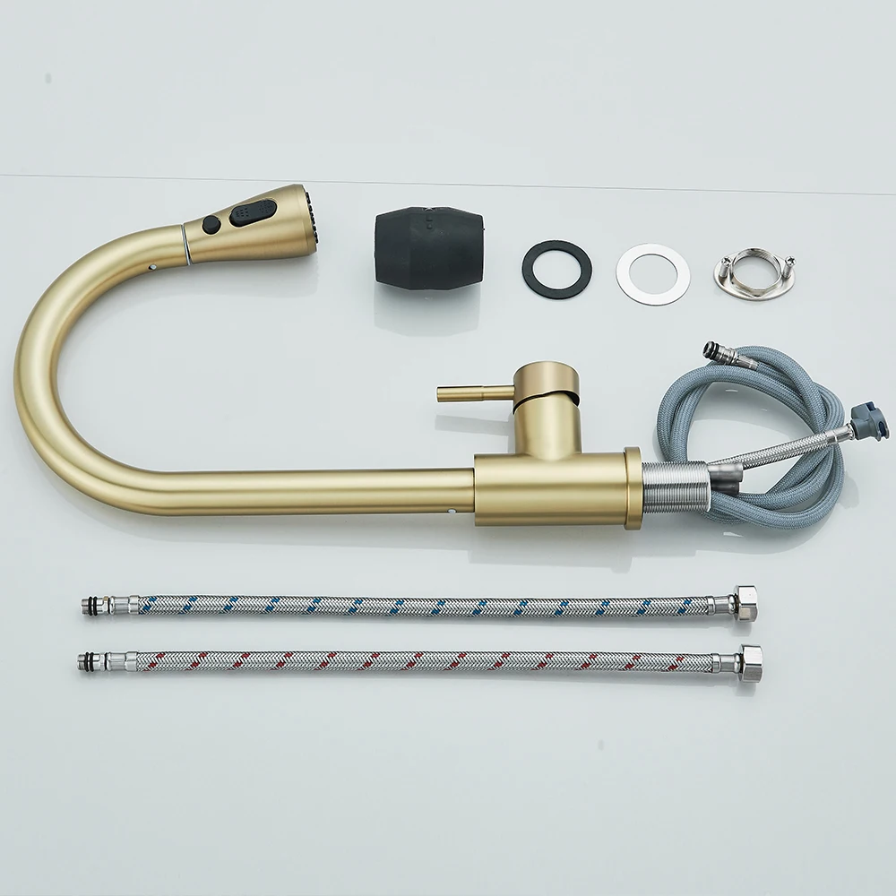 Pull Out Kitchen Faucet 2-way Sprayer Water Tap Single Handle Mixer Tap 360 Rotation Hot Cold Water For Kitchen