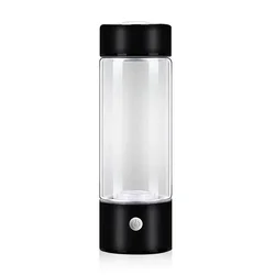 Portable USB Rechargeable Hydrogen - Rich Water Bottle and Alkaline Ionizer Cup - <500ml (Black)