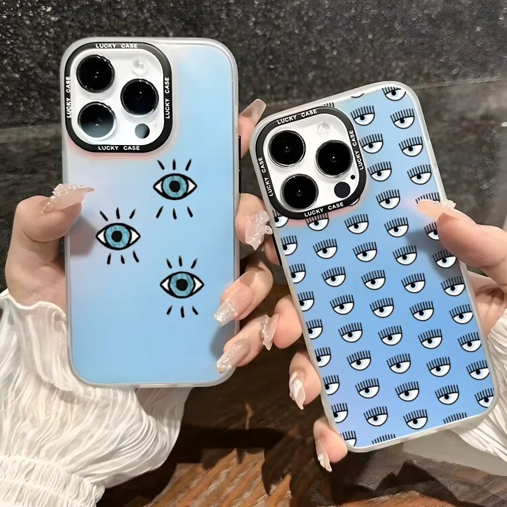 B-Blue E-Evil Custodia Per Telefono E-Eye Per Iphone 8 11 12 13 14 15 Pro Max Mini Plus Cover