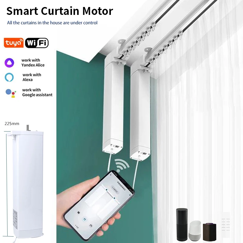 Tuya Wifi ไฟฟ้าผ้าม่านมอเตอร์สนับสนุน Alice Google Alexa มอเตอร์ที่กําหนดเอง Track Rod Cornice สําหรับ smart home 1