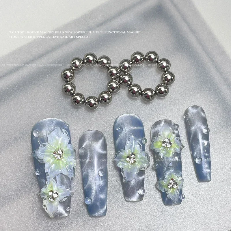 Cat Eye Magnet Beads for Nails Strong Magnetic Round Ball Cat Eye Gel Polish Water Wave 3D Strip Effect DIY Manicure Design Tool magnetic nail art tools cat eye nail tool magnetic nail tools nail care tools