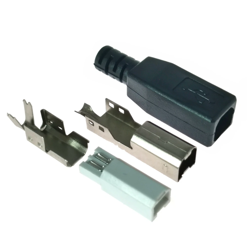 USB B Штекерный корпус, пластиковый корпус из ПВХ, квадратный корпус, кабель для передачи данных принтера, аксессуары для корпуса «сделай сам»