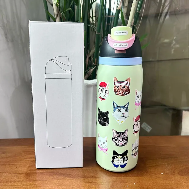32oz Stainless Steel Vacuum Insulated Water Bottle with Straw and Leak-Proof Lid