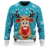 Ugly Christmas Sweater Women Reindeer Print Oversized Knit Sweater Winter Round Neck Long Sleeve Cozy Holiday Sweater Knitwear 3