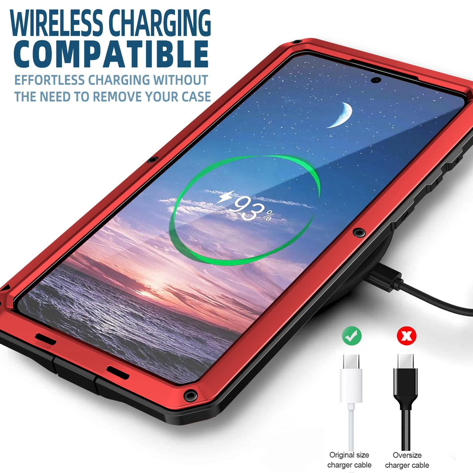 Shockproof Metal Armor Case with Tempered Glass Protection
