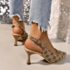 Brand Designer High Heels Sandals Women 2024 Summer Pointed Toe Ankle Straps Pumps Woman Plus Size 42 Thin Heeled Party Shoes 2