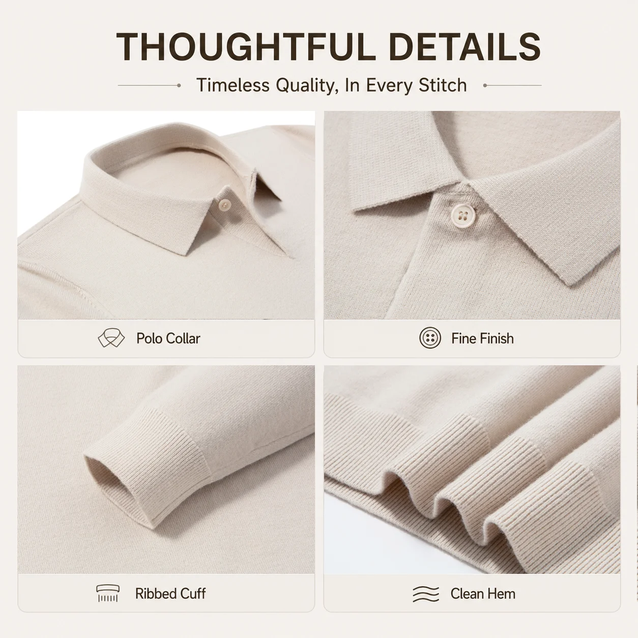 Men's Wool Blend Polo Sweater Heavyweight Warm Knitwear Anti-Pilling Soft Touch Long Sleeve Pullover Autumn Winter - 5