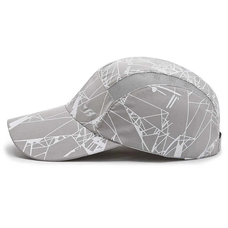 Men Women Summer Stripe Printing Thin Baseball Cap Sport Quick Drying Fishing Sunscreen Running Curved Brim Mesh Sun Hat B32