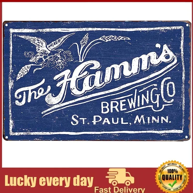 

the Hamm's Brewing Tin Sign Vintage Style Wall Art Decor Coffee Retro Decoration for Home Bar outdoor decor farmhouse