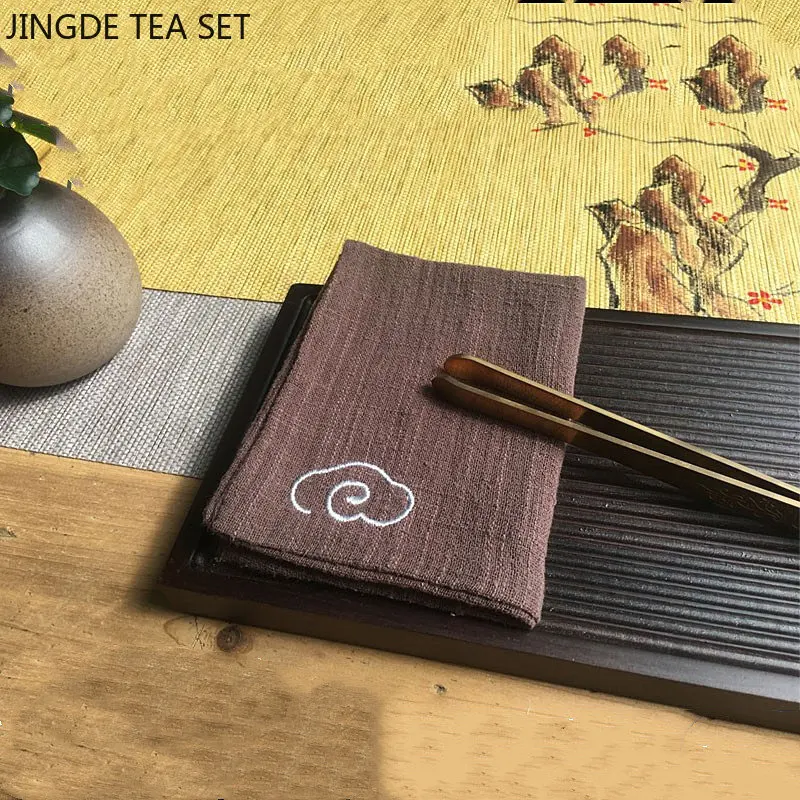 1Pc Chinese Cotton and Linen Tea Towel Absorbent Rag Table Cleaning Cloth Tea Cloth Home Dish Cleaning Wipe салфетки на стол