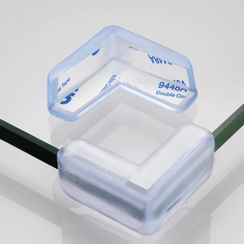 4 pezzi di protezione angolare per tavolo anticollisione, tavolo da caffè, mobili in vetro, copertura protettiva in silicone trasparente 1