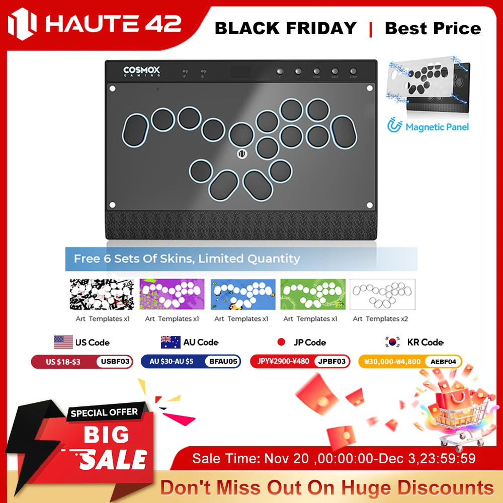 Haute42 Magnetic Stickless Arcade Controller Keyboard C16-S Hitbox