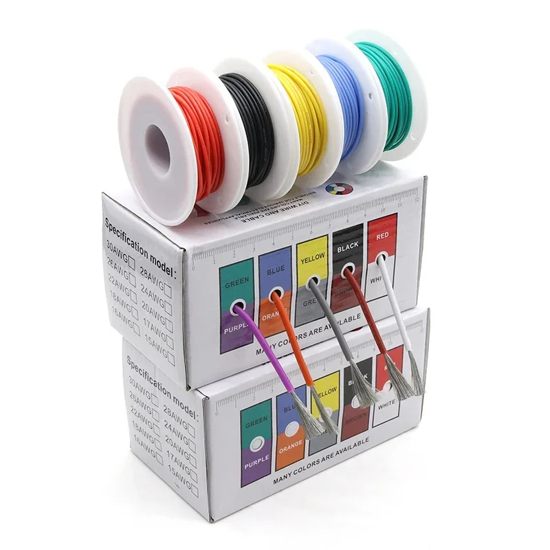Description Picture 2 of item（5 Colors Mix Kit）Heat Resistant Flexible Silicone Wire 30/28/26/24/22/20/18/16AWG Stranded Cable Electrical Tinned Copper Wire