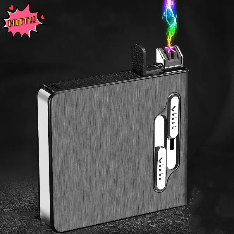 

New Dual Arc Pulse Plasma Flameless USB Charging Portable Windproof Metal Lighter Outdoor Camp Personalized Customized Men Gifts